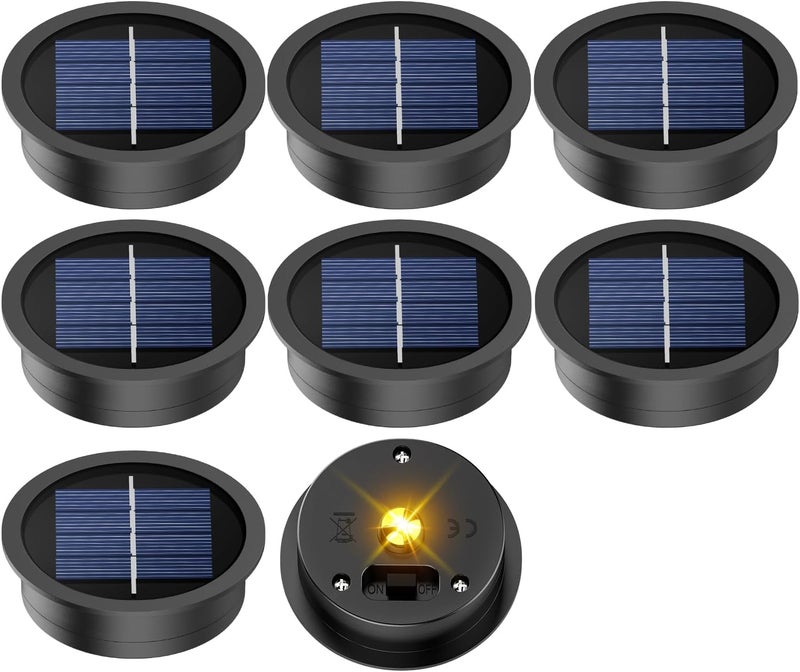 X-PREK 8 Pack Replacement Solar Light Parts(Top Size 2.76 inches, Bottom Size 2.36 inches),7 Lumens Warm White LED Waterproof Solar Light Replacement Top Kit for Outdoor DIY Hanging Lanterns - Image 1
